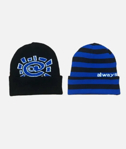 Adwysd Reversible Cuff Beanie Black Blue (1)