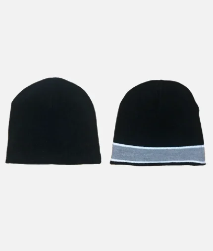 Adwysd Reversible No Cuff Beanie Black Silver (1)